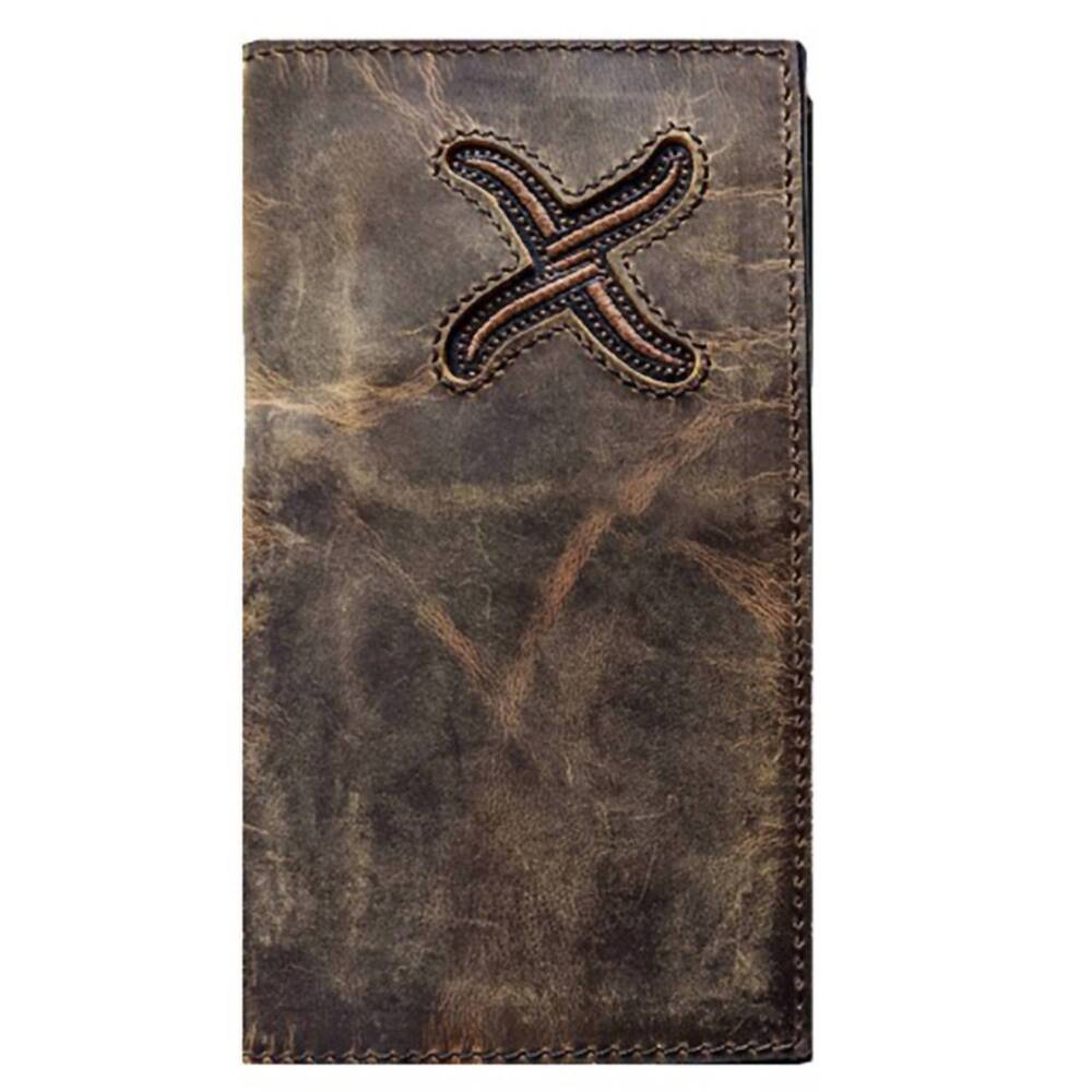 NEW TWISTED X distressed x logo rodeo wallet in brown bomber